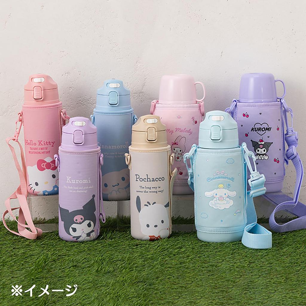 Sanrio (SANRIO) Stainless Steel Bottle with Cover, Hello Kitty, for Children, Keeps Drinks Cold Only, Capacity: 470mL, with Name Space, One-Touch Open