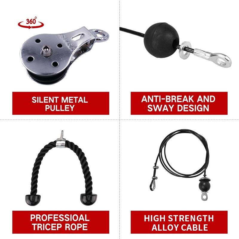 Fitness DIY Pulley Cable Machine Attachment System Arm Biceps Triceps Blaster Hand Strength Trainning Gym Home Workout Equipment
