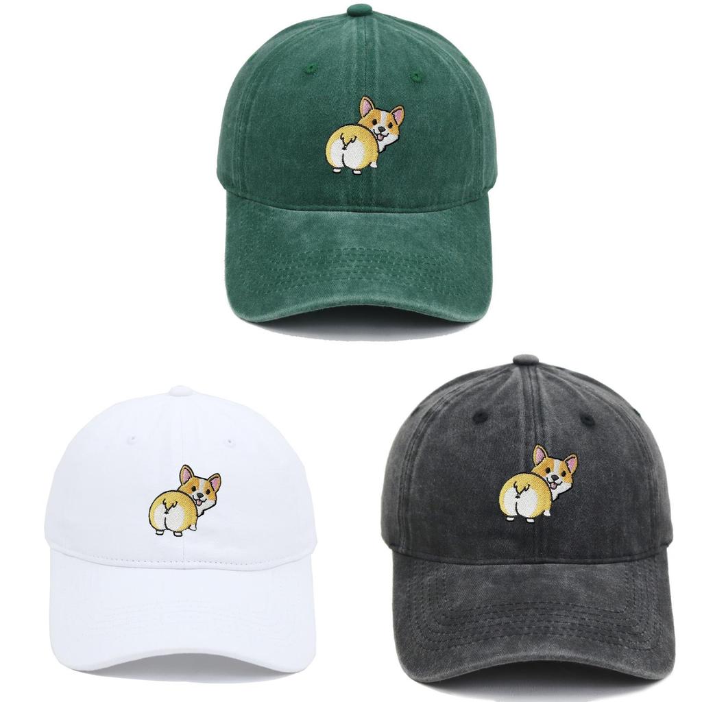 Corgi Dog Embroidered Baseball Cap With Sunshade For Casual Outdoor Wear