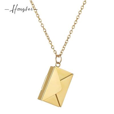 Minimalistische, öffenbare Umschlag-Halskette für Damen - Kreatives Liebesbrief-Design, Edelstahlschmuck inspiriert von Japan & Korea