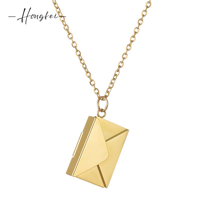 Minimalist Openable Envelope Necklace for Women - Creative Love Letter Design, Stainless Steel Jewelry Inspired by Japan & Korea