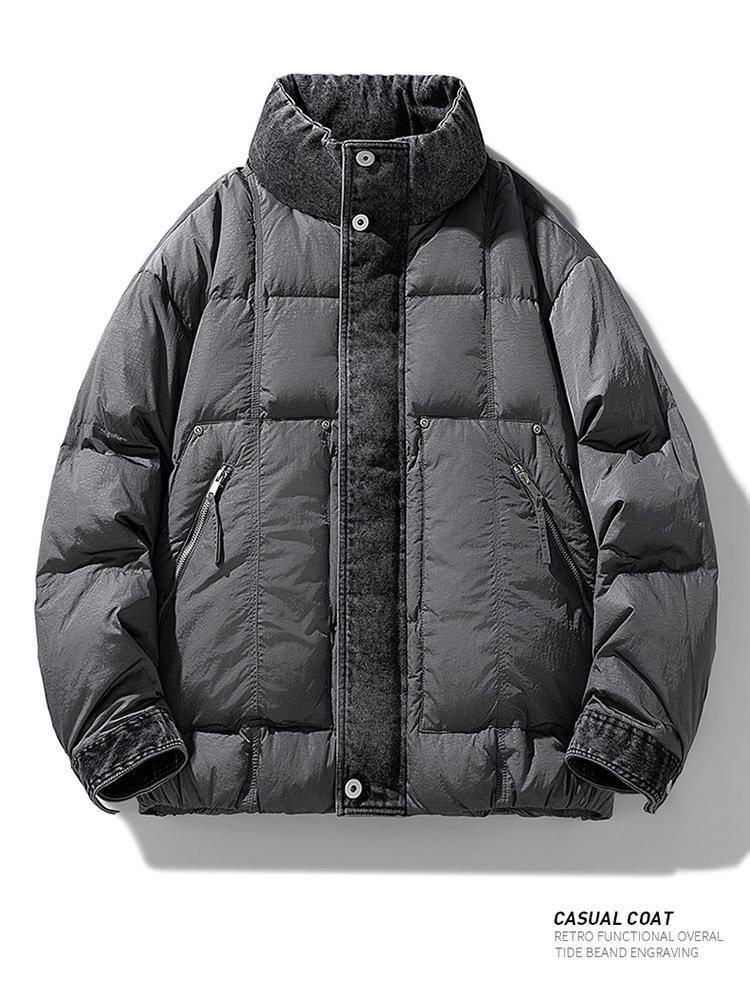 LEE Collaboration Men's Winter Denim Patchwork Down Jacket, 90% Down.
