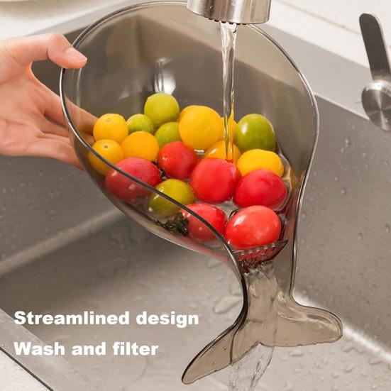 Multifunction Drain Basket with Drainage Removable Fruit Baffle Food Grade Spout Vegetable Drainer Washing