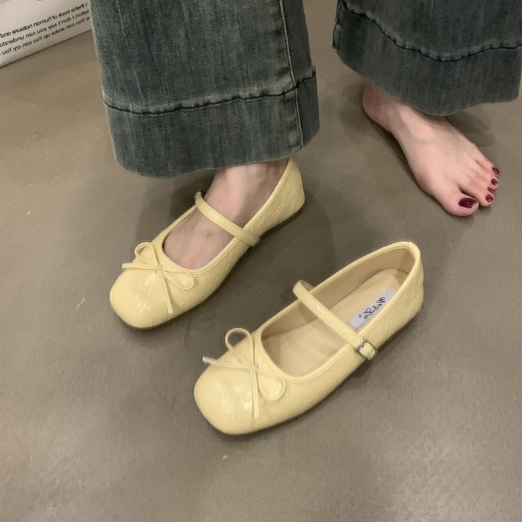 French Bow Mary Jane Shoes Ballet Shoes Flat Shoes Spring Retro Gentle Shallow Mouth Single Shoes Women's Shoes Soft Sole