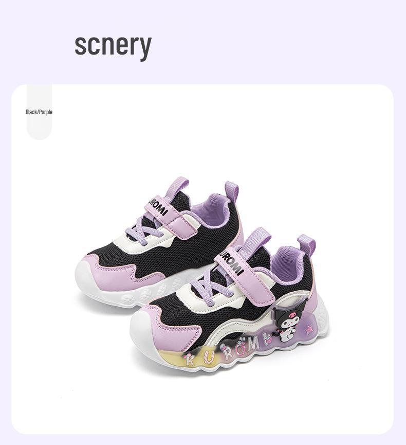 Kuromi Girls' Light-Up Toddler Sneakers – Cute Autumn 2025 Fashion Style