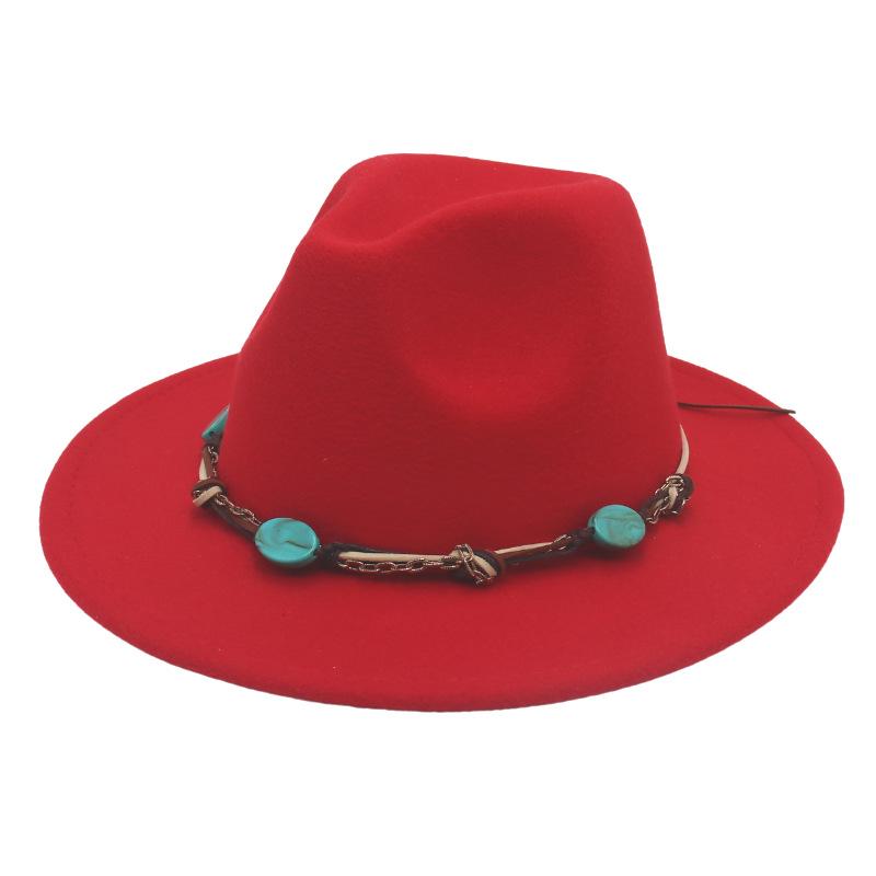 New Emerald Western Style Top Hat Resin Accessories Jazz Hat European And American Style Woolen Felt Hat