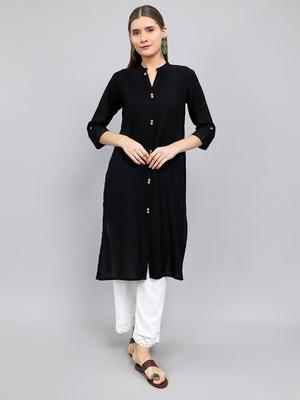 Women Regular Fit Black Kurti