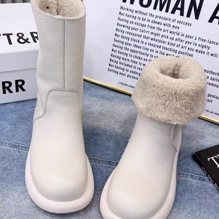 Autumn and winter new retro non-slip warm snow boots women's thick-soled heightened velvet versatile two-wear cotton boots