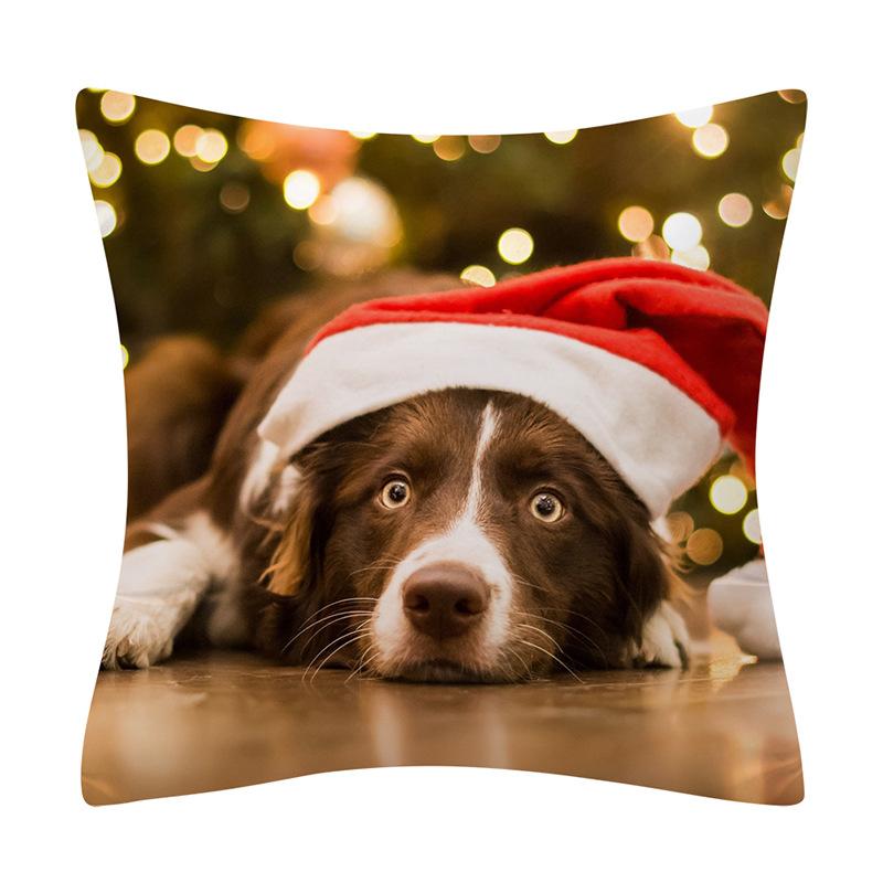 

Симпатичные животные кошка собака Рождественский плед наволочка домашний декор наволочка подарок на новый год 40x40cm