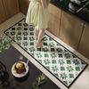 Kitchen Floor Mat Long Strip Waterproof Oil-Proof Carpet Pvc Leather Anti-Slip Foot Mats Spring Style Home Decoration Green Rug