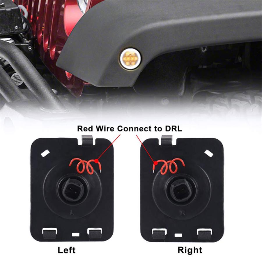 2pcs Front Fender Side Marker Led Light Angel Eye For Jeep Wrangler JK 2007-2017