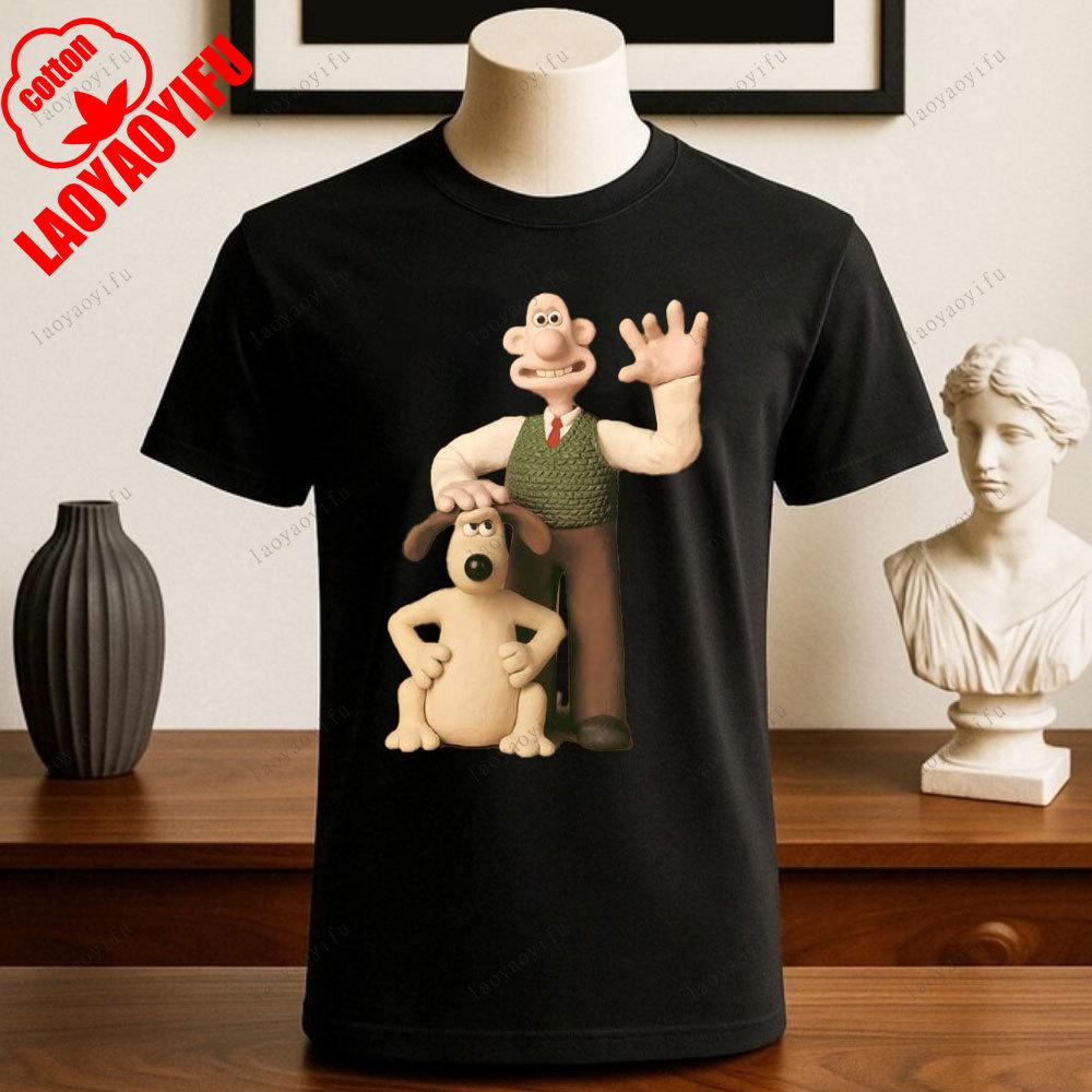 Wallace und Gromit Bedruckte T-Shirt Tops Cartoon und Anime Bedrucktes T-Shirt Unisex Bedruckte T-Shirt Tops Vintage Mode Streetwear
