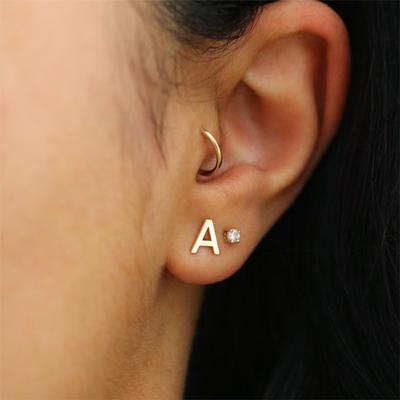 Tiny Initial Letter Earrings For Women Gold Color Stainless Steel Block Letter Studs Earring Minimalist Birthday Jewelry Gift