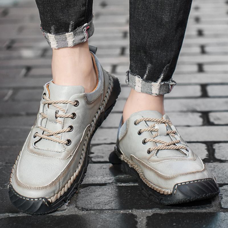 Fashion 2024 New Men Leather Casual Shoes Spring Classic Italian Fashion Lace-Up Antiskid Loafers Leisure Flat Designer Walking Shoes