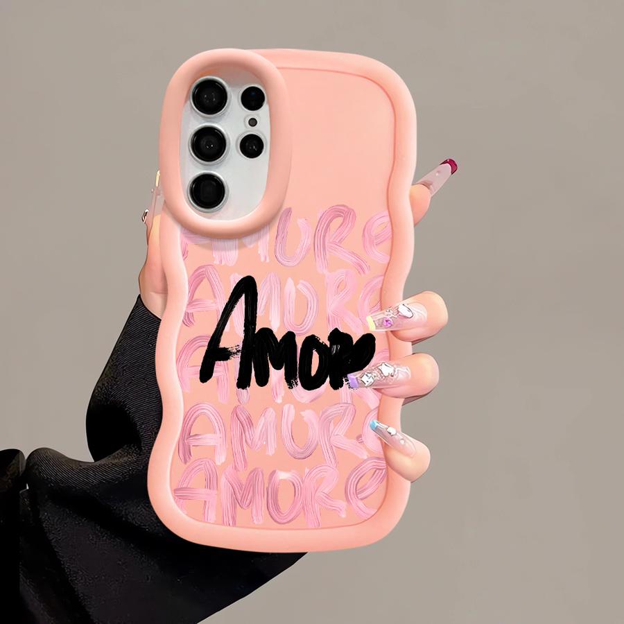 Amore-Liebe Rosa Buchstabe Weiche Handyhülle für Samsung Galaxy S23 Plus A26 A25 S22 Ultra S21 S20 FE S25 S24 A34 A36 A35 A55