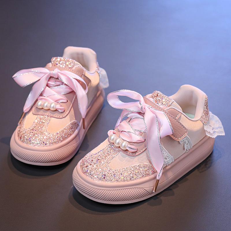 Lace Girls Shoes Autumn Winter New Kids Sneakers Soft‑Sole Board Shoes for Students