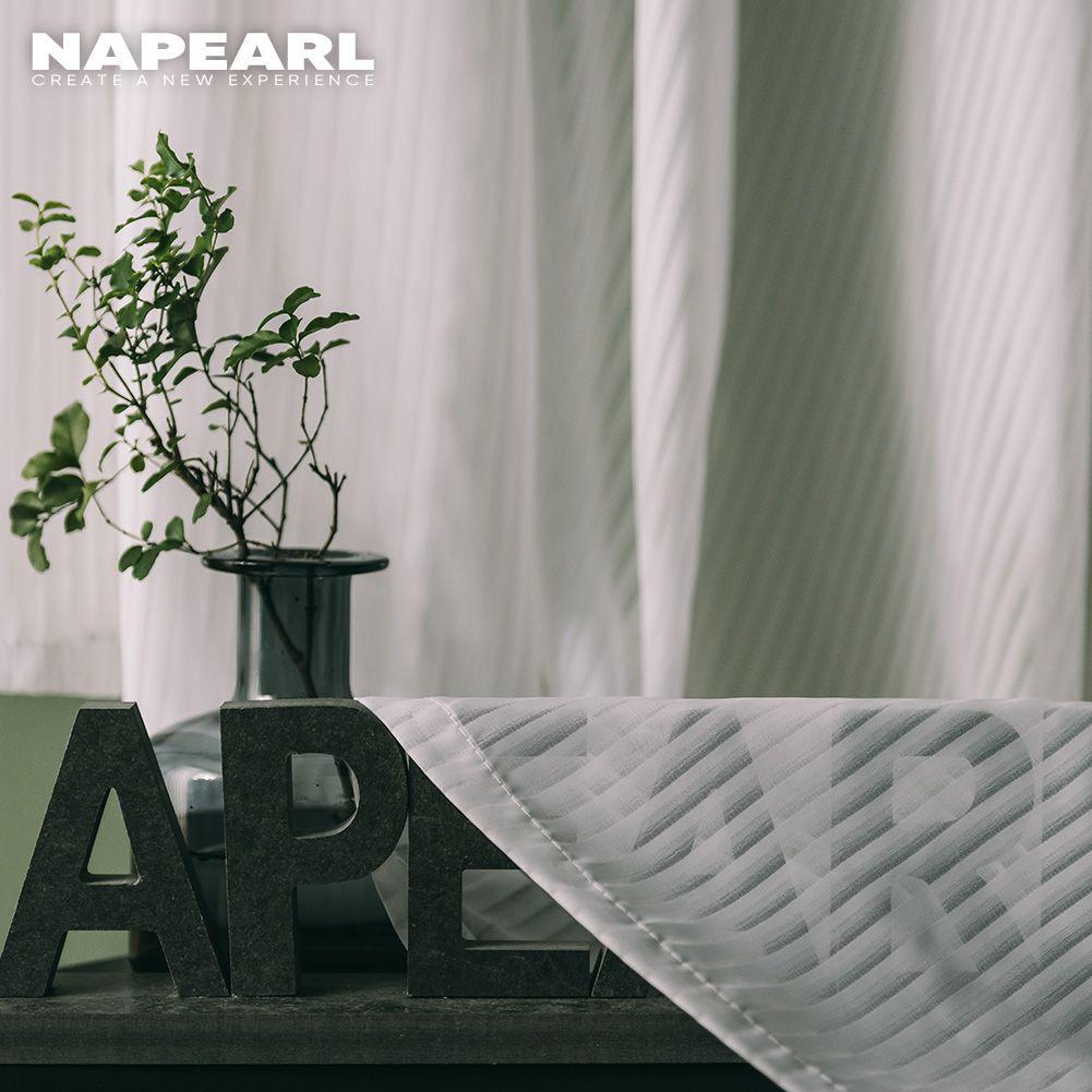 1PC NAPEARL Fabric Upgrade Solid Color Stripe White Tulle Curtain Warm Sheer For Bedroom Living Home Window Decoration