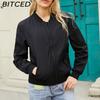 BITCED Frühlings-/Herbst Leichte Fliegerjacke Damen Lässiger Langarmmantel Locker sitzend Stehkragen Baseballjacke