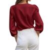 Women's Fashionable Casual Loose-Fitting Stylish Button-Down V-Neck Shirt Top
