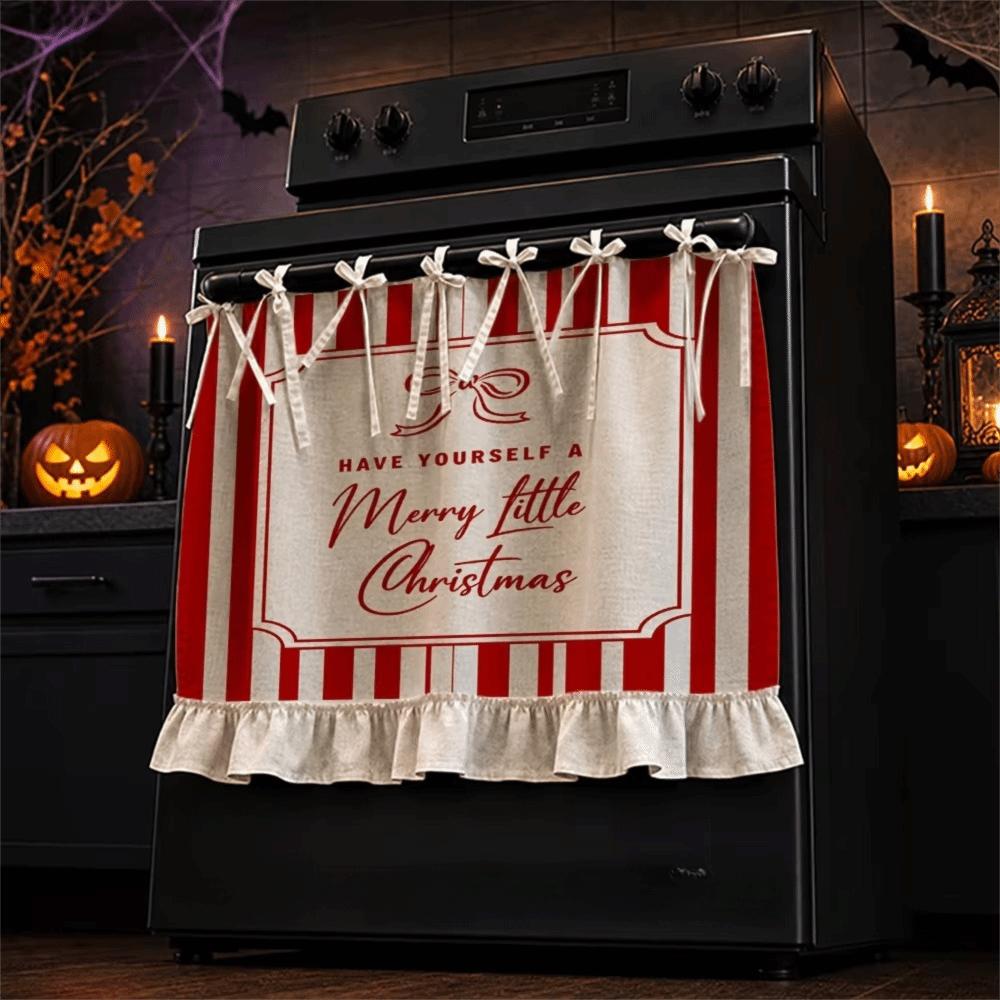 Decorative Kitchen Stove Curtain Lace-up Design Cabinet Curtain Christmas Oven Curtain Partition