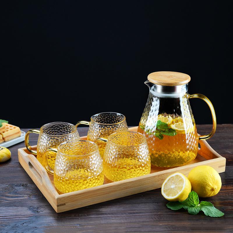 Lux Home Glass Tea Cup: Hammered Texture, Heat-Resistant, Large Capacity