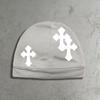 Y2K Cross Motif Knit Beanie Hat Unisex Streetwear Trendy Casual Cap Winter