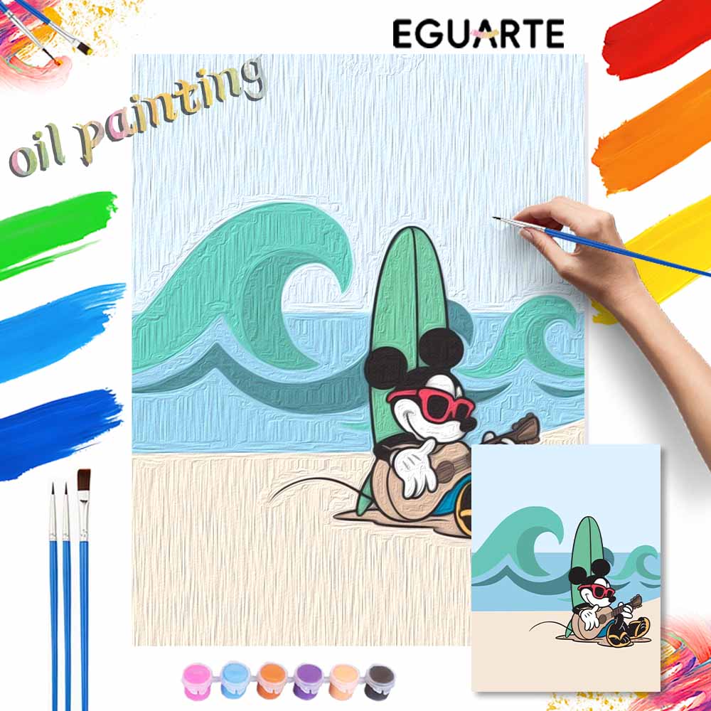 Disney Beach Mickey Mouse Paint By Number Kit Number Drawing Canvas DIY Picture Home Decor Painting Wall Art Oil Craft Gift 130