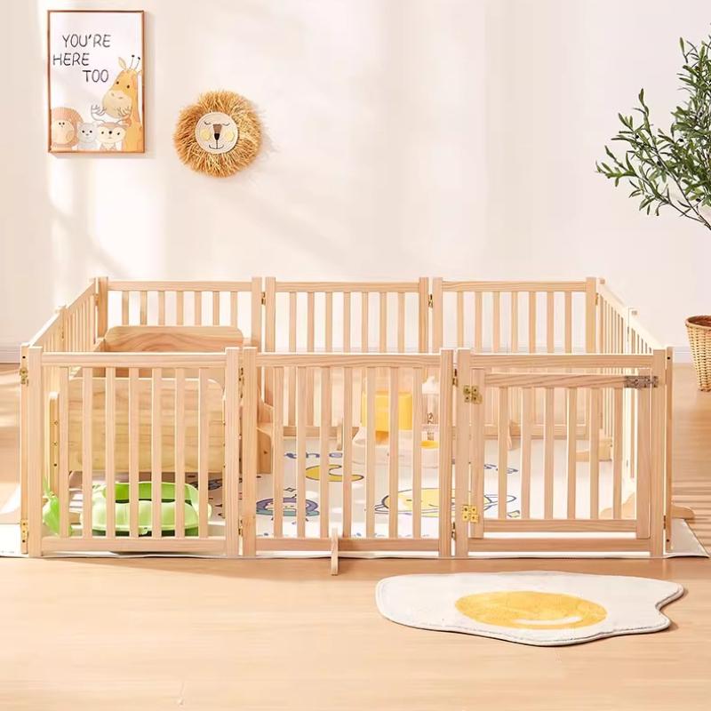 Wooden Pet Gate Expandable Dog Barrier for Small Breeds Foldable Dog Fences Free Combination Room Divider System for Dogs