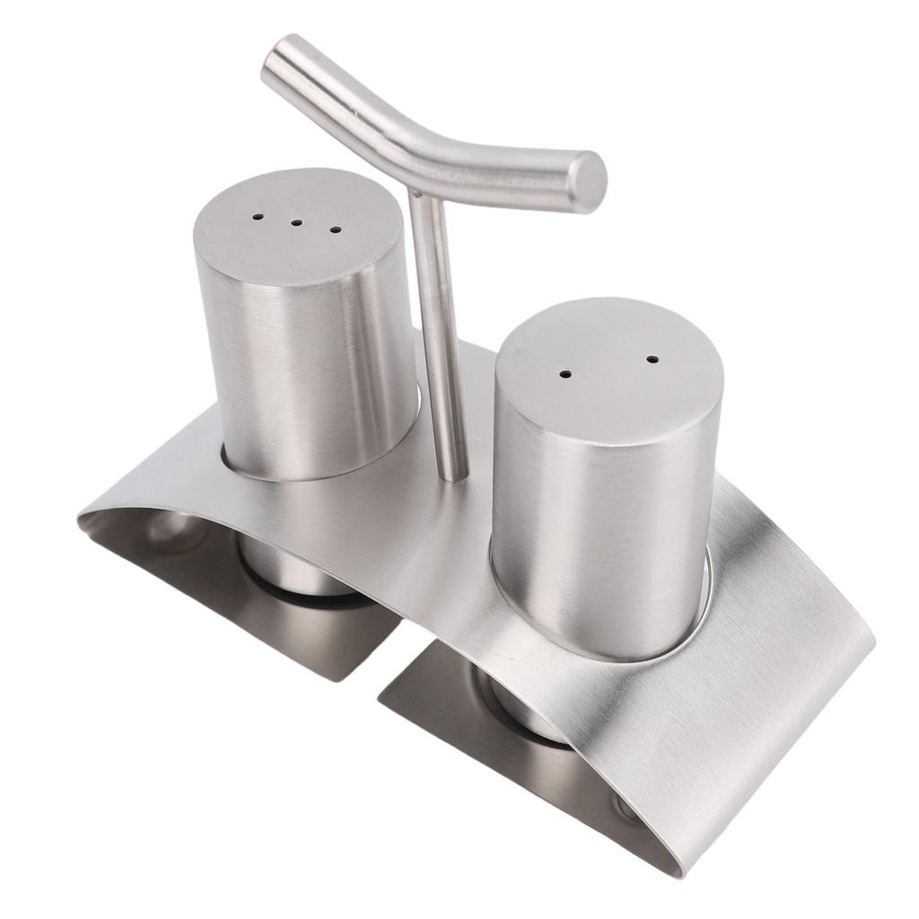 2PCS Kitchen Seasoning Jars 304 Stainless Steel Seasoning Container Condiment Bottle with Rack for