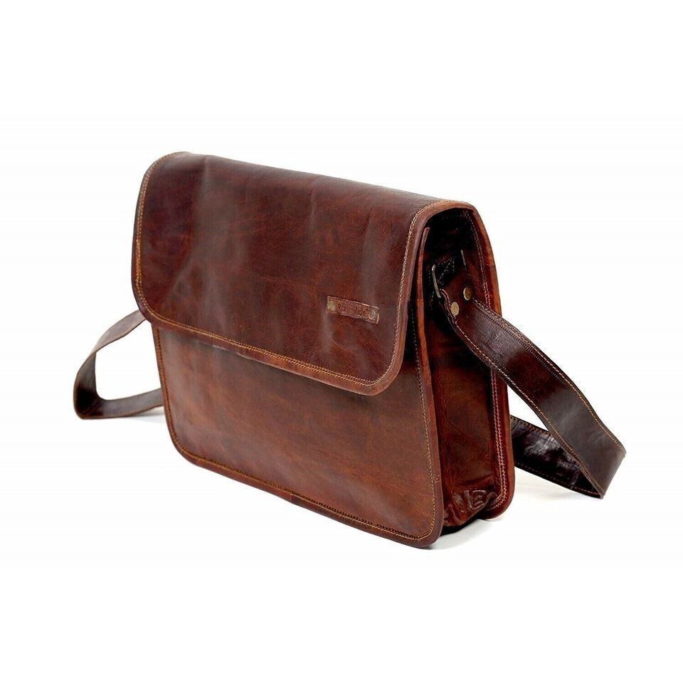 Klasyczna Męska Torba Aktówka Messenger na Laptopa z Prawdziwej Skóry Koziej