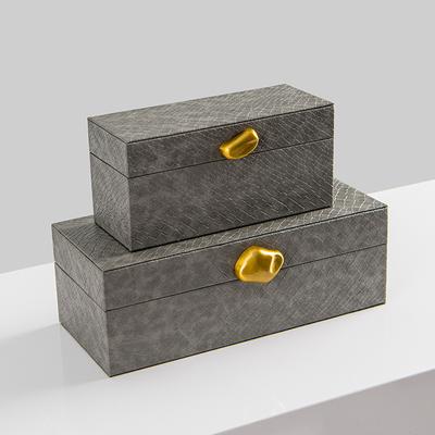 Leather Jewelry Box Golden Stone Handle Sealed Storage Box Desktop Storage Container Home Decoration Accessories