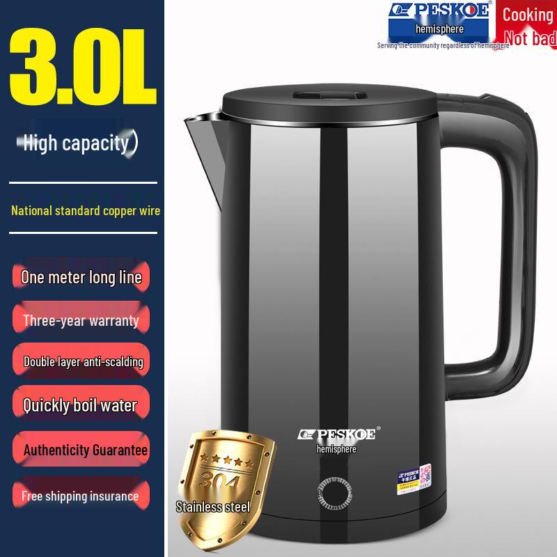 Large Capacity Stainless Steel Electric Kettle with Insulation and Auto Shut-Off