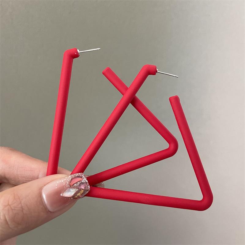 New Color-expanding Triangular Rubber Paint Texture Personalized Earrings for Women