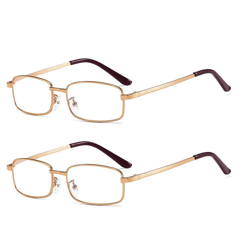 2PCS Square Full Frame Metal Lens Reading Glasses Men Women Presbyopic Glasses Anti-Scratch Eyewear Diopter +1.0 +1.5 To +4.0