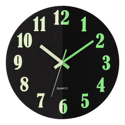 Wall Clock, Luminous, Stylish, Silent, Nordic Style, Easy To Read, Fluorescent, Continuous Second Hand, 30cm, Simple Design (Black 2D)