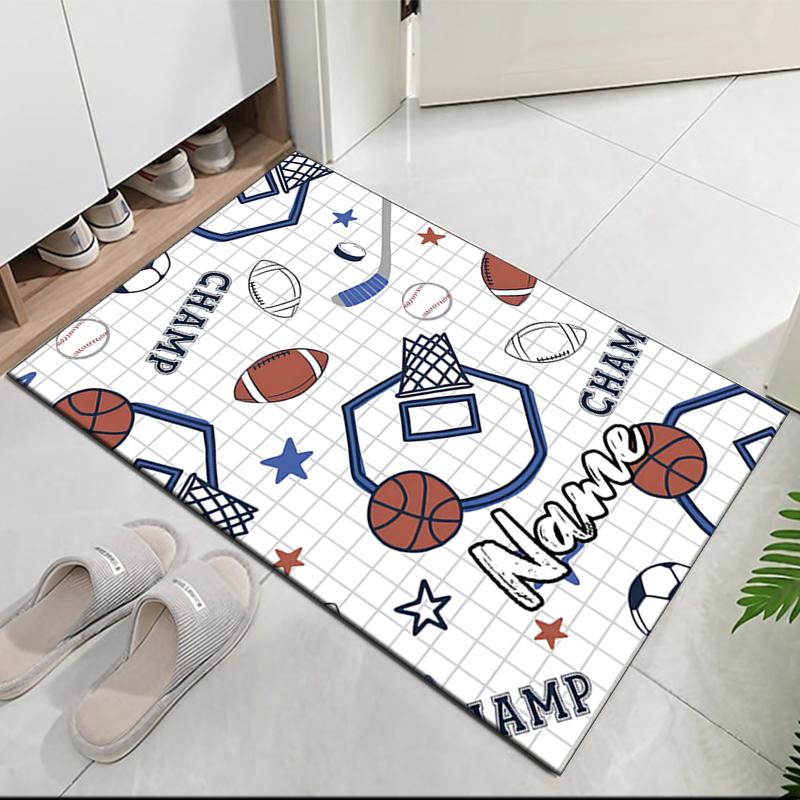 Custom Name ball sports Printed Carpet, for Office Chair Living Room Bedroom Kitchen Room Decor Gifts.