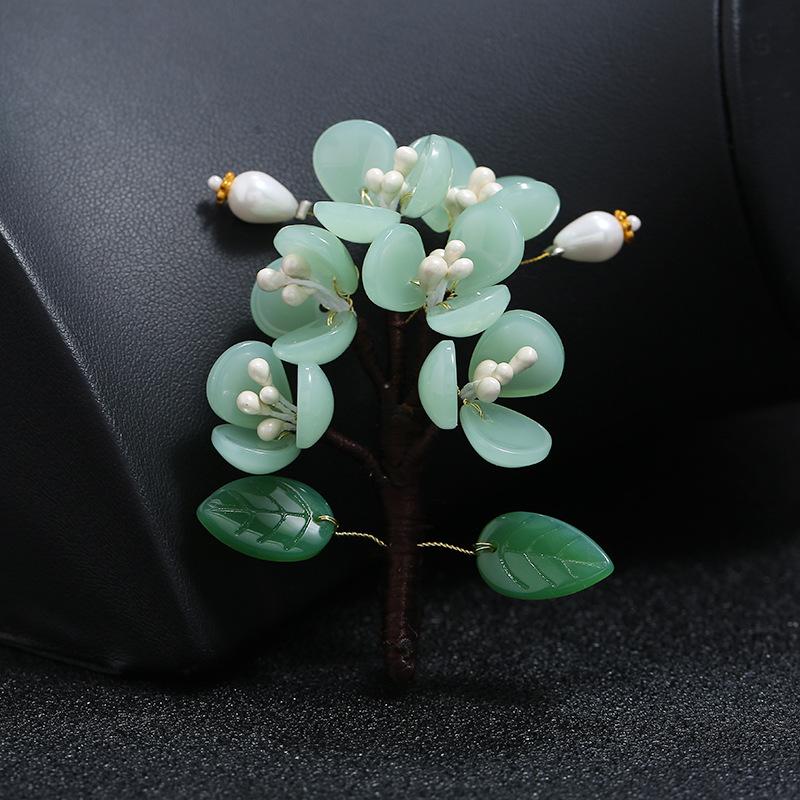 Handmade Glazed Agate Flower Brooch Retro Celebrity Temperament High-end Brooch Pin Antique Elegant Coat Accessories