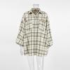 Womens Oversized Relaxed Fit Plaid Shirt With Turn-Down Collar Long Sleeve Loose Top 2025 Casual Streetwear