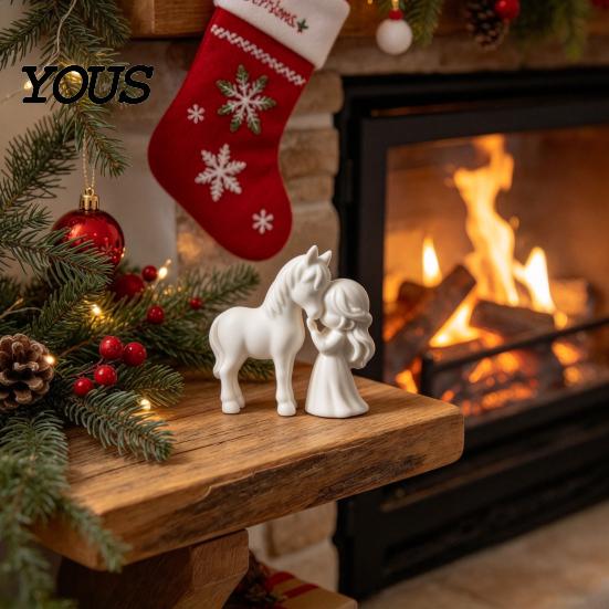 Unique Birthday Presents 3D Printed Girl Horse Figurine, DIY Paintable Equestrian Sculpture, Modern Christmas Gifts for Equestrians Minimalist