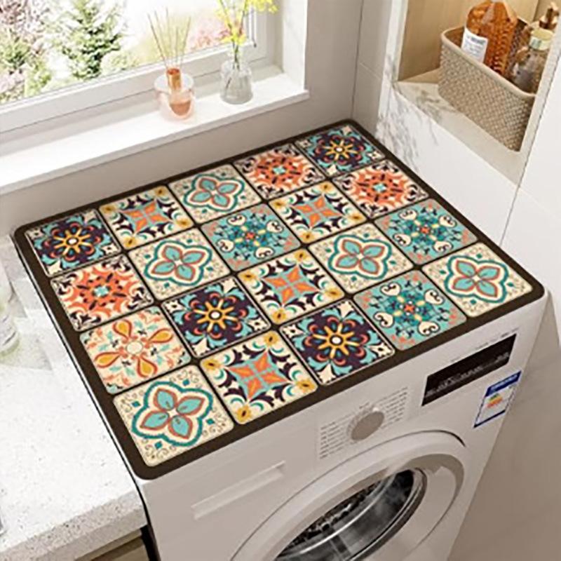 Retro Washing Machine Covers Kitchen Absorbent Coffee Machine Refrigerator Cover Pad Drain Pad Microwave Oven Insulation Pad