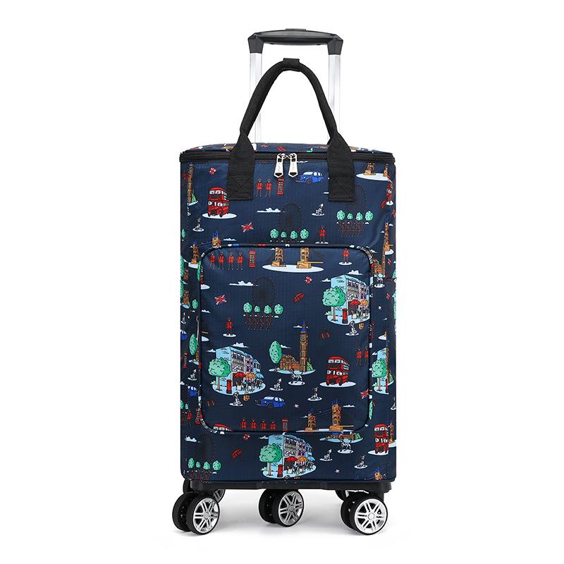 Portable Small Trolley Cart with Universal Wheels and Insulated Shopping Bag