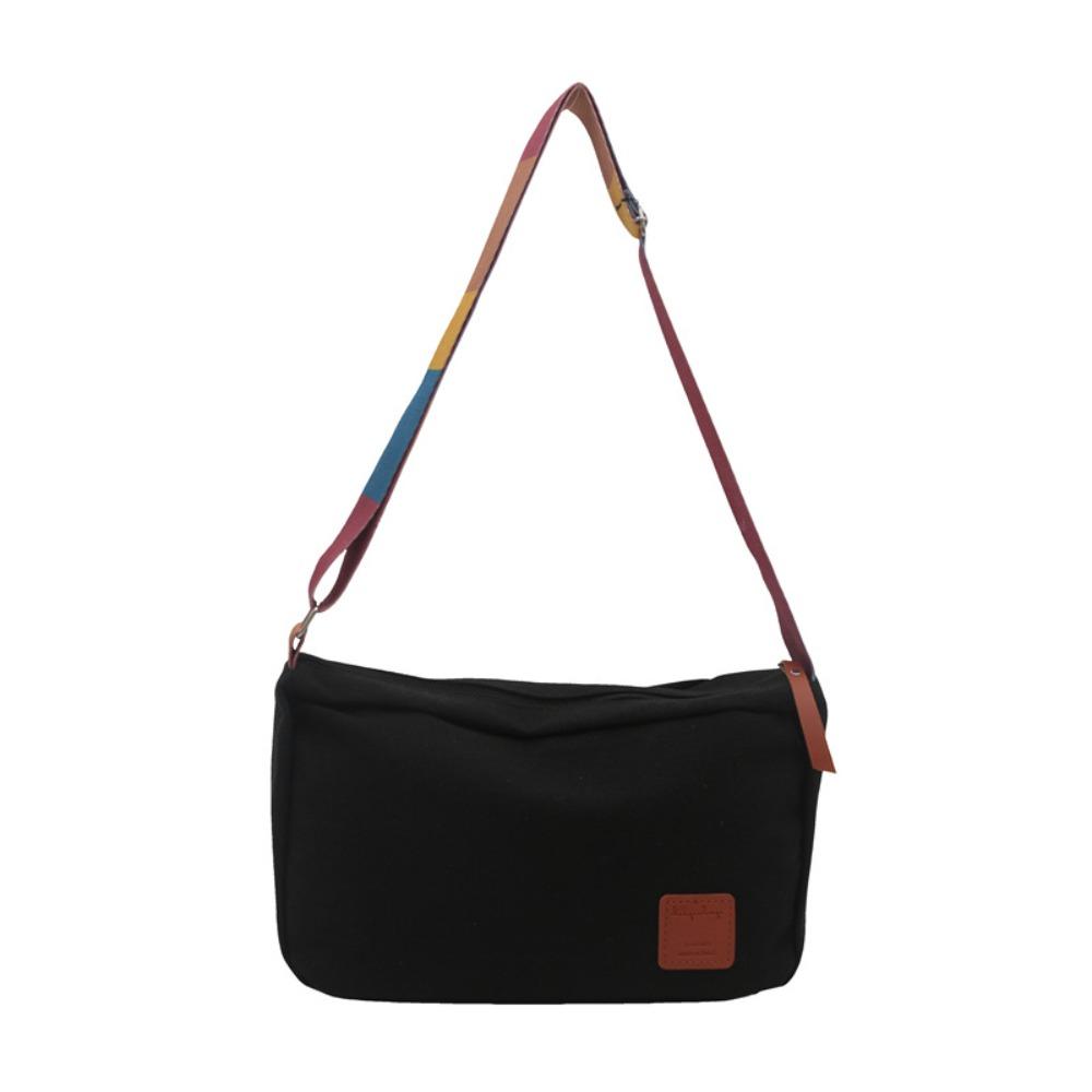 

Casual Canvas Crossbody Bags Solid Color Colored Shoulder Strap Messenger Bag Vintage Bucket Bag Women чёрный