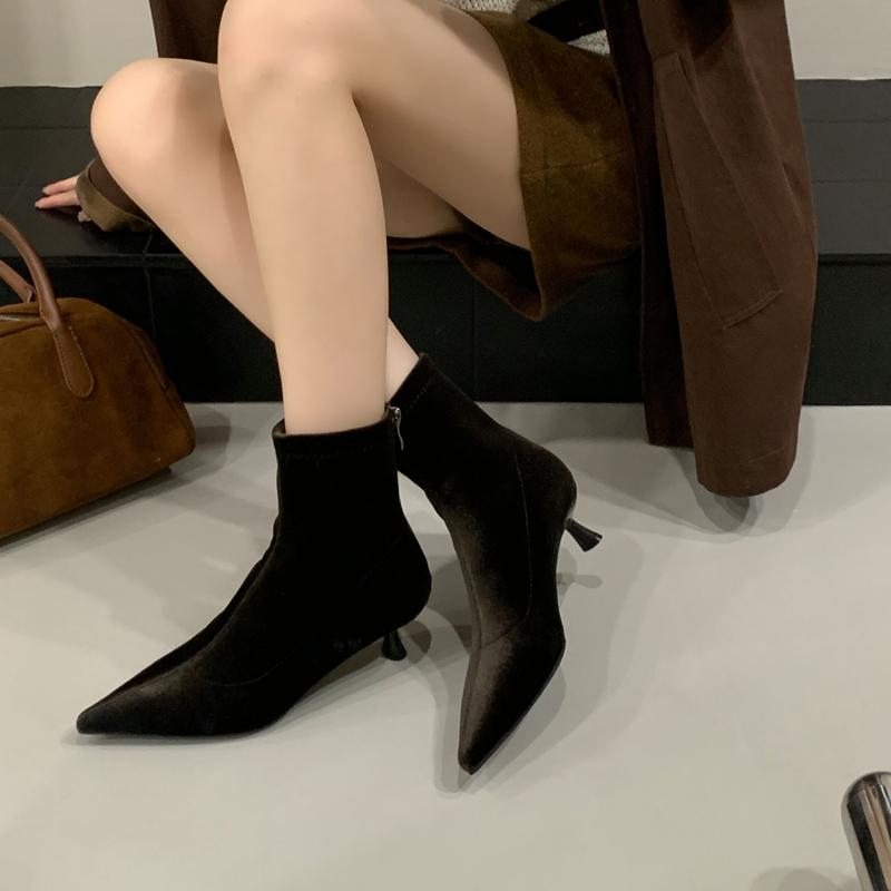 Fashion SUOJIALUN 2025 New Brand Women Ankle Boots Fashion Pointed Toe Ladies Elegant Short Boots Shoes Med Thin Heel Ladies Chelsea Boo
