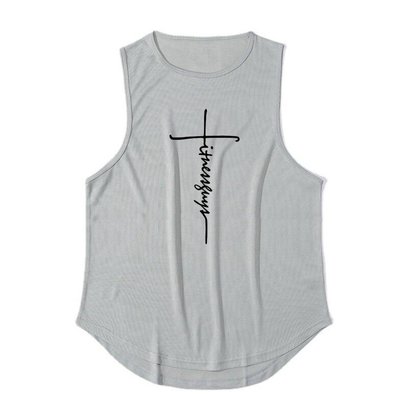 Muscleguys Men's Gym Clothes Summer Indoor Fitness Breathable Quick-dry Sleeveless T-shirts Printed Outdoor Running Tank Tops