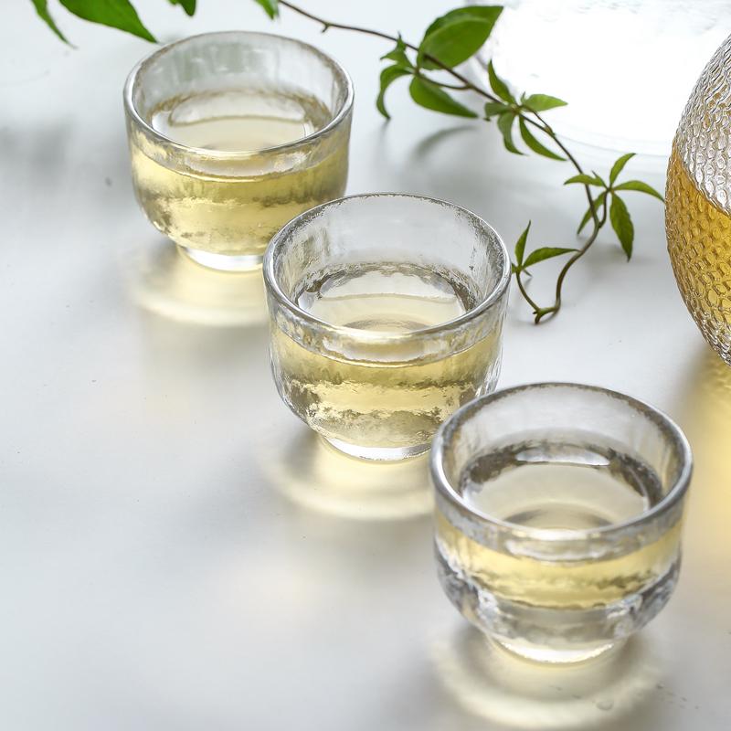 Japanese Sake Jug Set Glass Wine Set Household White Wine Cup Hammer Pattern Cup Yellow Wine Warmer Hot Wine Jug Wine Dispenser