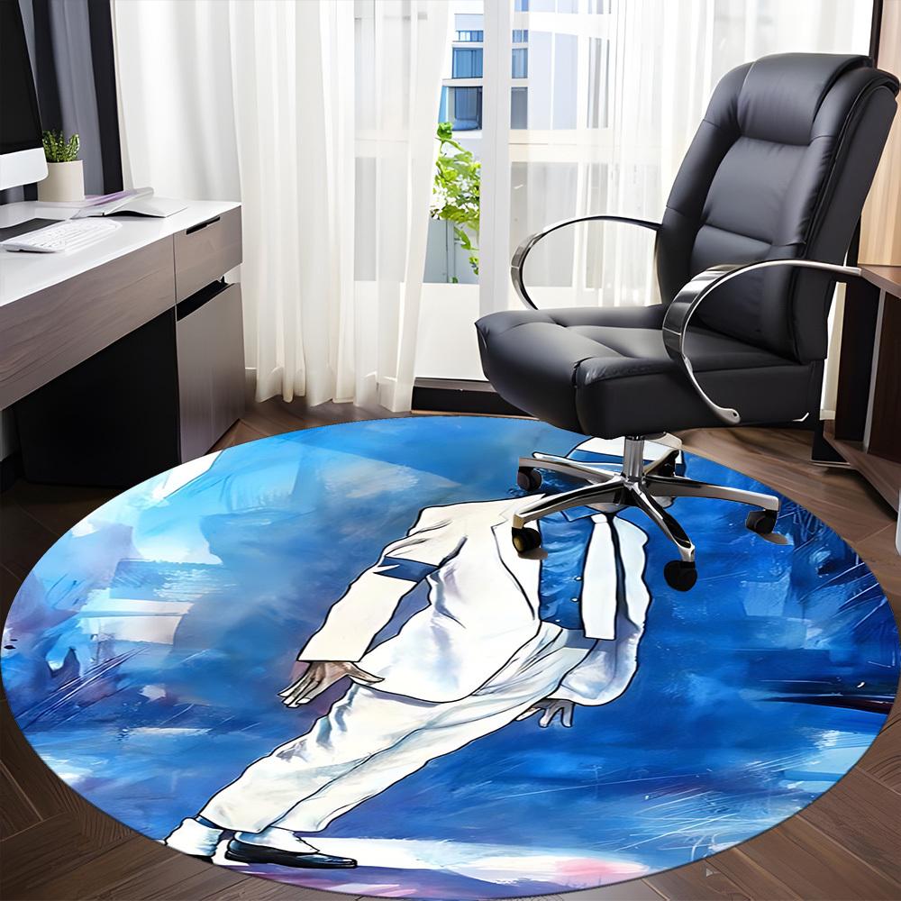 1pc Michael Joseph Jackson Moonwalk Office Round Area Rug, Under Office Chairs Bedroom Living Room Home Decor A1022332