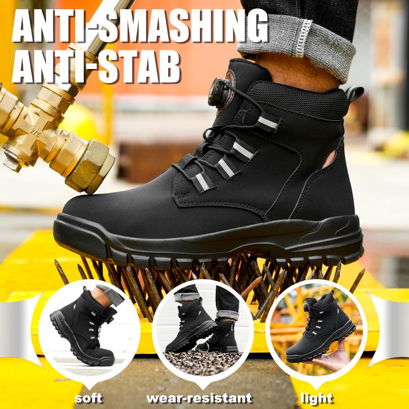 Waterproof Men Work Boots Safety Steel Toe Indestructible Shoes Anti-smash Puncture-Proof Kevlar Insoles Industrial Boots