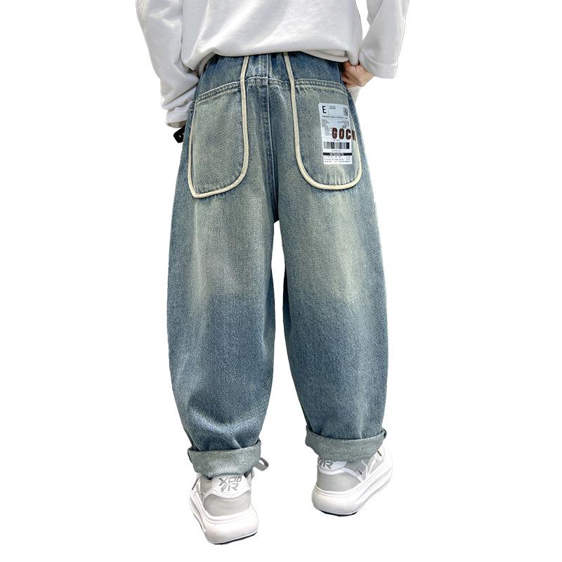 Boys' 2025 Spring/Autumn Loose Straight-Leg Jeans - Trendy, Casual, Plus Size Pants for Kids