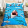 Shark Duvet Cover Queen Marine Life Comforter Cover Blue And White Cartoon Shark Bedding Set Nautical Ocean Theme Quilt Cover