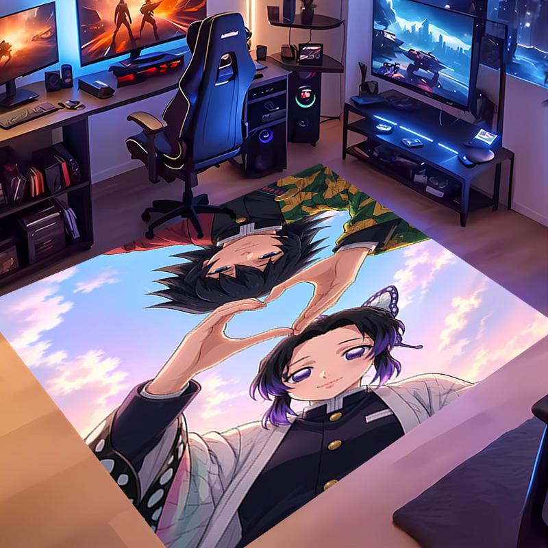 1pc Demon Slayer Shinobu Kocho Entrance Mat, Non-Slip Mat Area Rug,Room Decor, Outdoor Decor, Kitchen Rug,Doormat - Machine Washable, Easy To Clean